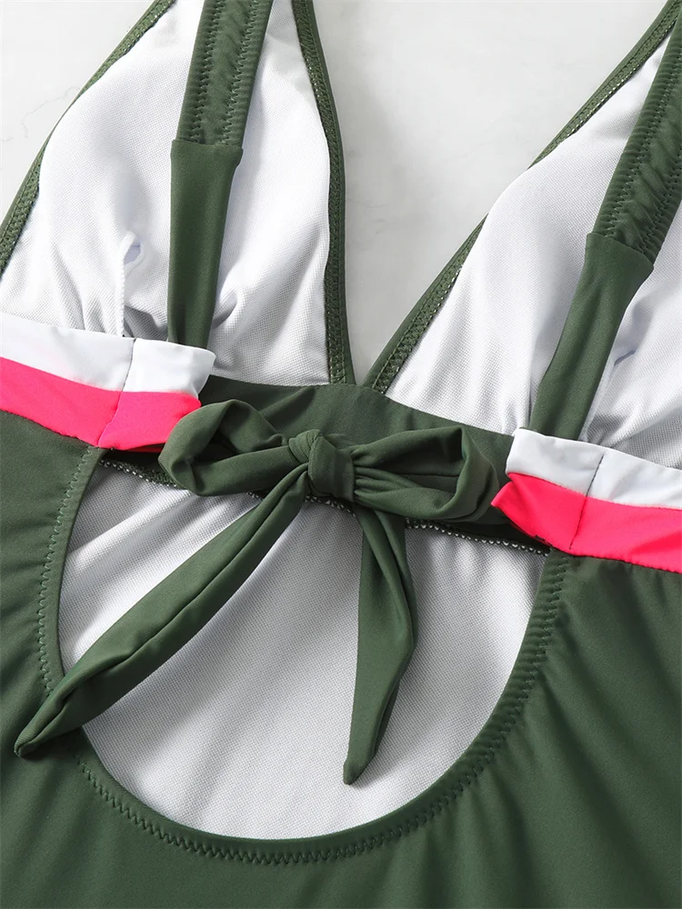 Цельный купальник Женский однотонный на шнуровке новинка 2024 сексуальный