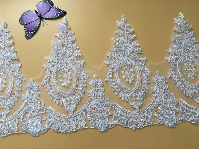 

9Yards Cording Fabric Flower Venise Venice Mesh Lace Trim Applique White Ivory Sewing Craft For Bride Wedding Dresses