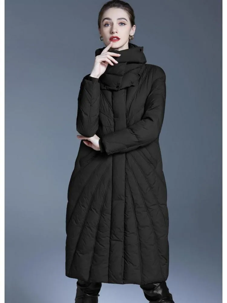Temperament Black Long Thick Jackets Women 2022 Winter Turtleneck Loose Padded Bread Clothes 90 White Duck Warmer Down Coats