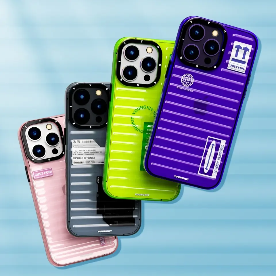 

Youngkit Fluorite Series for iPhone 14 Pro Max Case Luggage Anti-fall Airbag Transparent Shockproof Hard Back Cover