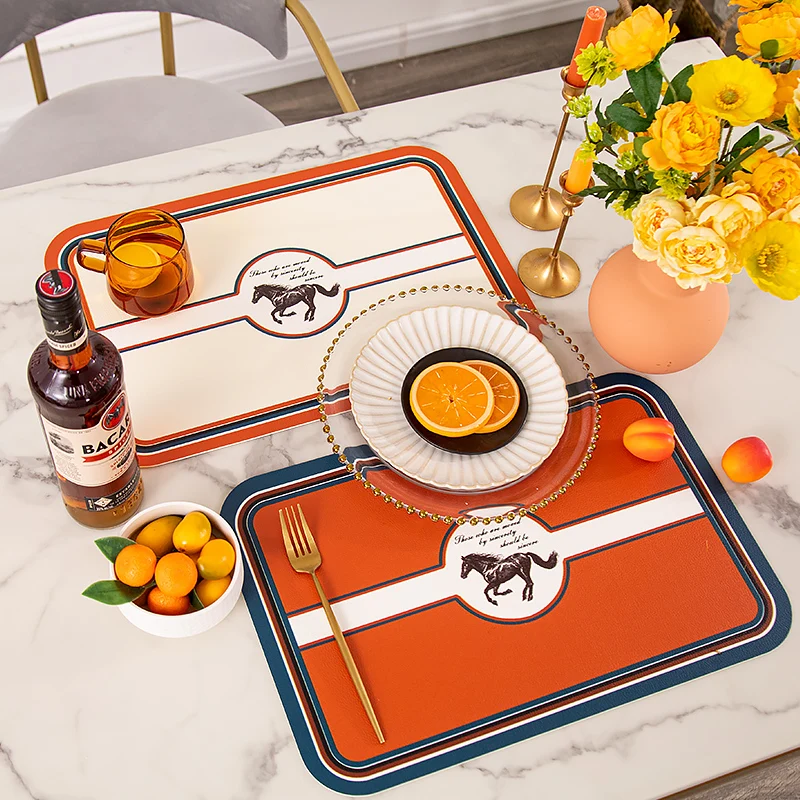

placemat no-wash waterproof and oilproof table mat leather small tablecloth table top anti-scald and heat insulation
