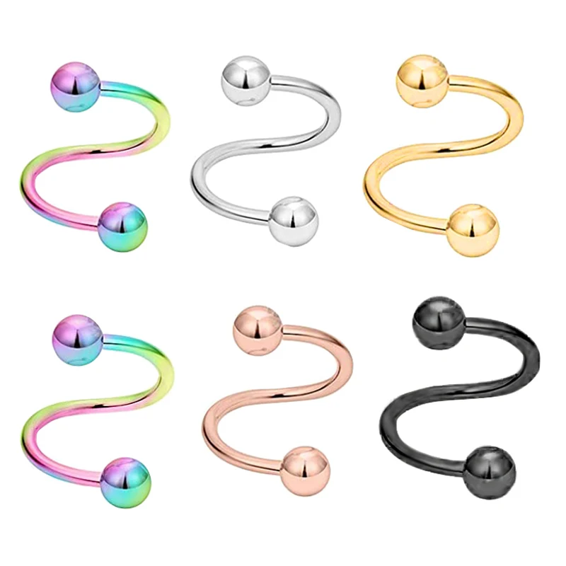 

Wholesales Spiral Twisted Barbell 16g Cartilage Earrings Daith Helix Tragus Navel Belly Button Rings Piercing Jewelry 16g Ear Pi