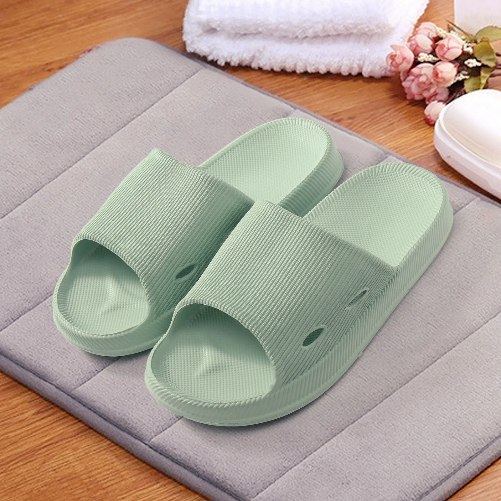 

Шлепанцы женские домашние на платформе, Нескользящие, мягкая подошва, плоская подошва, сланцы, обувь для ванной комнаты
