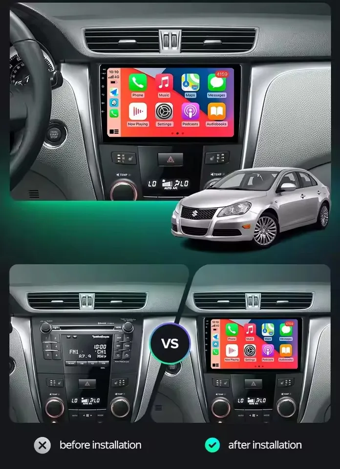 Фото Автомобильный радиоприемник Android 15 для Suzuki Kizashi 2009-2015 GPS NAVI 2DIN QLED BT, головное устройство, мультимедийный видеоплеер Qualcomm 4G WIFI №2