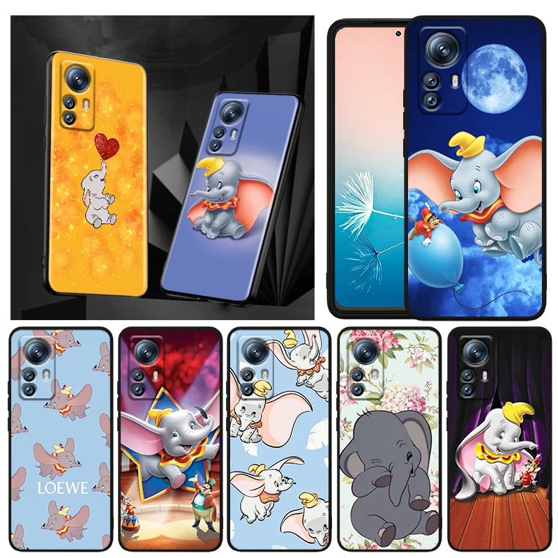 

Dumbo Cute Cartoon Phone Case For Xiaomi Mi 13 12T 12S 12X 12 11 11T 11i 10T 10 Pro Lite Ultra 5G Black Funda TPU Cover