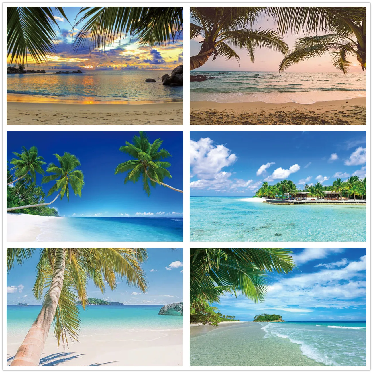 

Laeacco Sunny Beach Palm Tree Tapestries Summer Beach Waves Wall Hanging Cloth Home Bedroom Decor Bed Sheet Yoga Mat