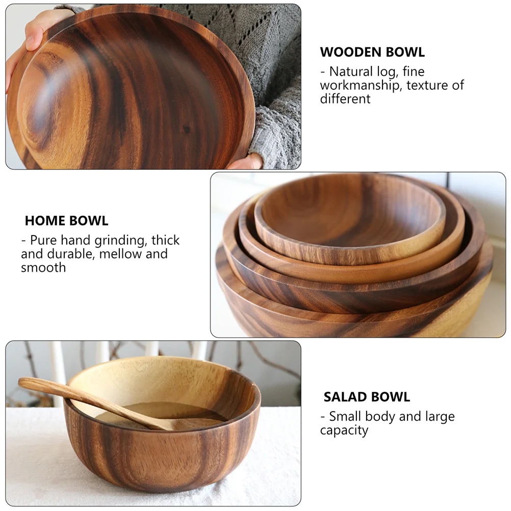 

1pc 26x75CM Wooden Bowl Snacks Salad Bowl Food Bowl Salad Fruit Container