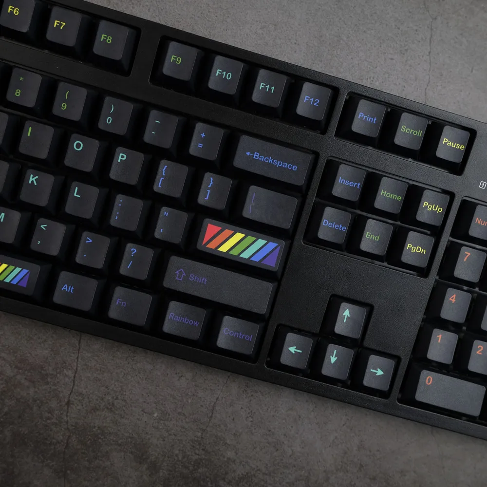 

140Keys GMK Midnight Rainbow Keycaps PBT Dye Sublimation Cherry Profile Keycaps 1.75U 2U Shif For MX Switch 61 64 68 87 96 104