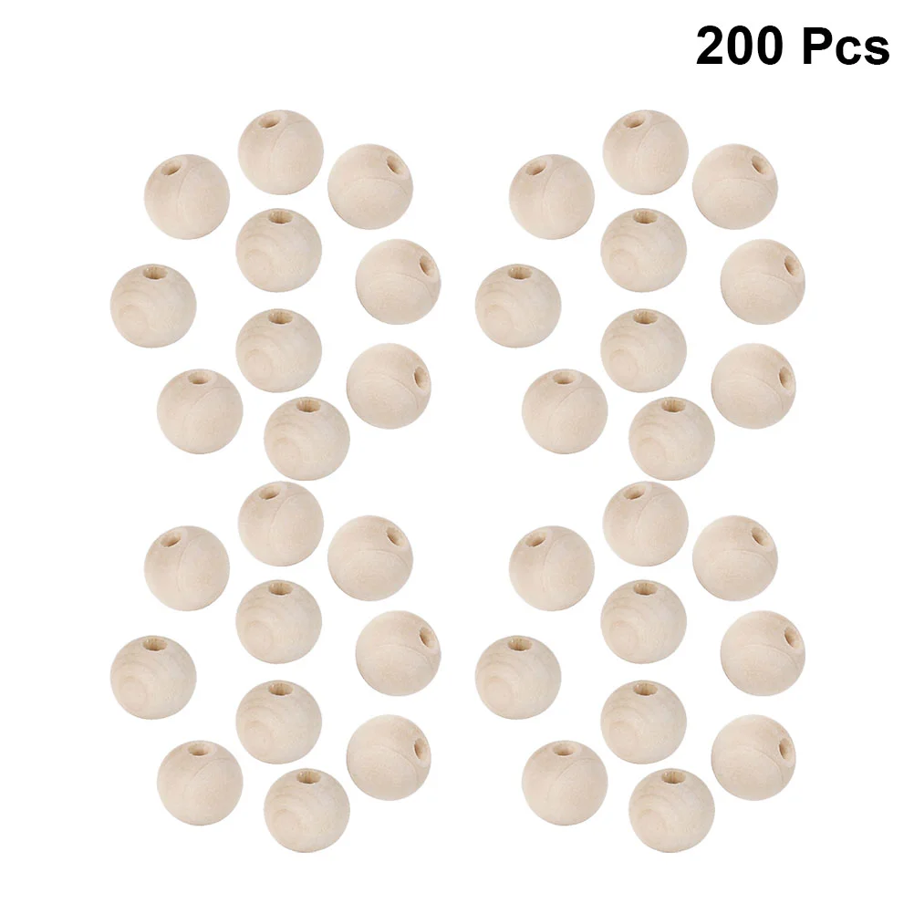 200 Pcs Necklace Beads Wooden DIY Beads Round Loose Beads Unfinished Wood Beads Round Wood Balls