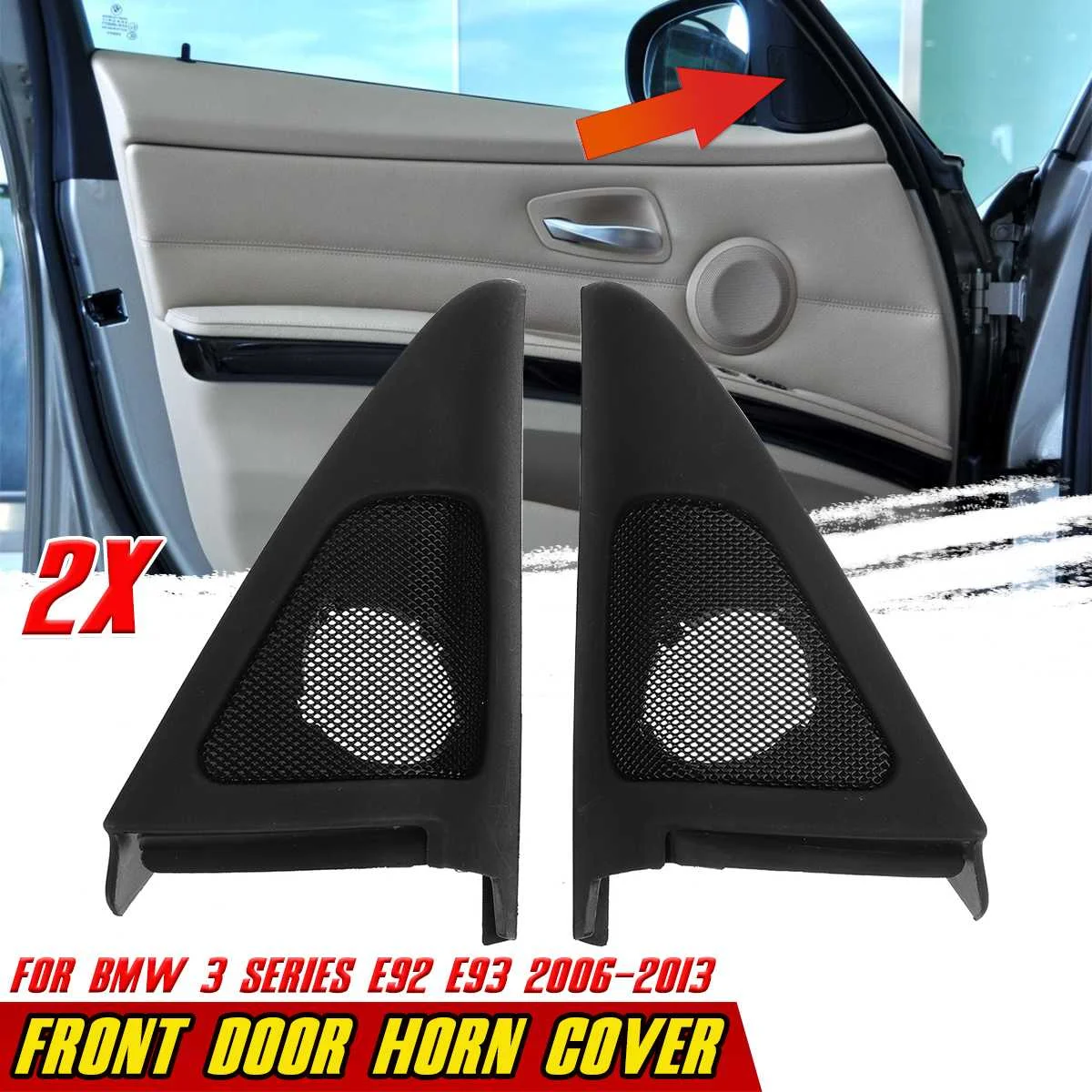 

2x Car Audio Speaker Cover Trim Front Door Loudspeaker Tweeter Cover Trim For BMW 3 Series E92 E93 2006-2013 7184197, 7184198