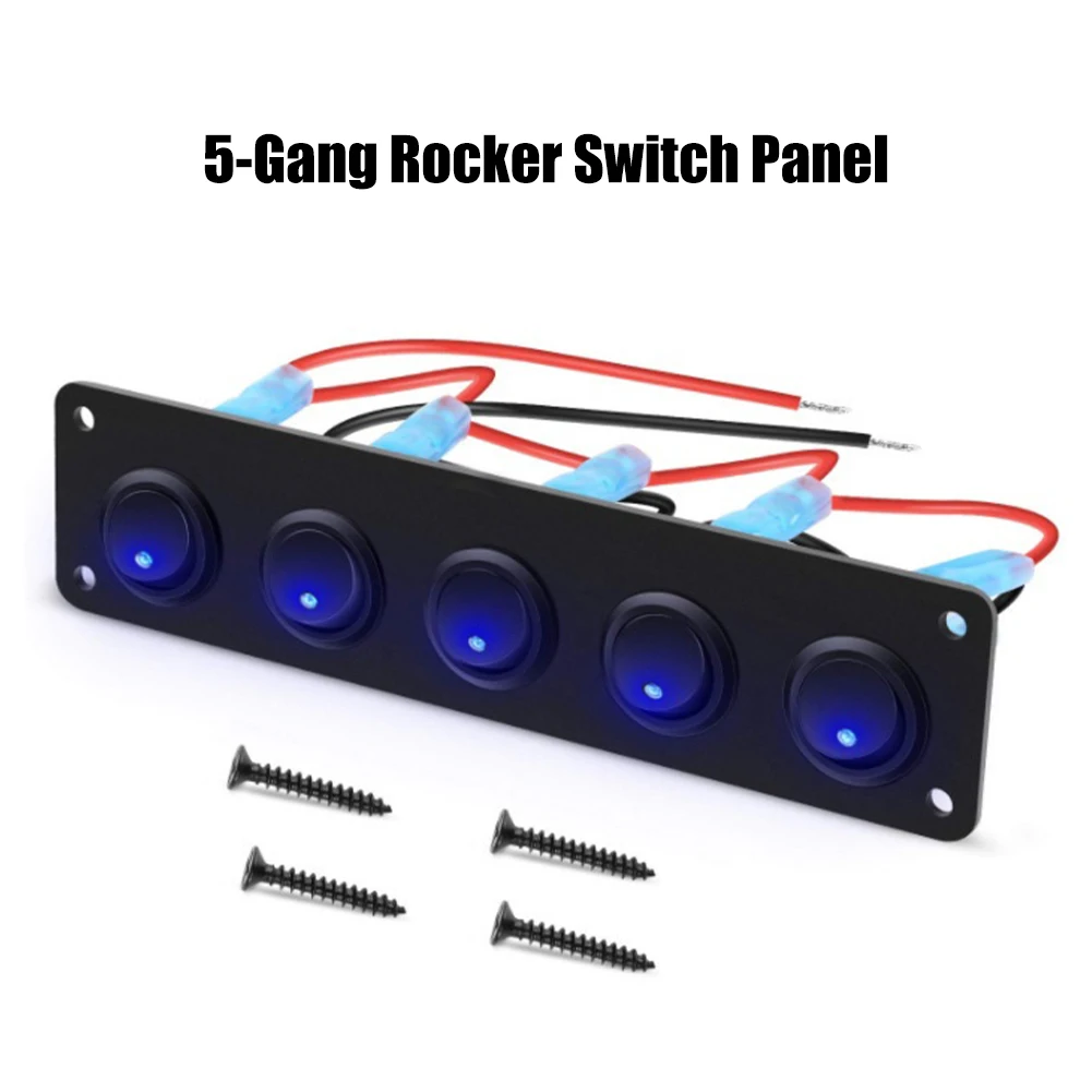 

5 Gang Button Rocker Toggle Switch Panel Usb Control For Car Truck Marine Boat RV ATV UTV Camper Caravan 12-24V Circuit Breaker