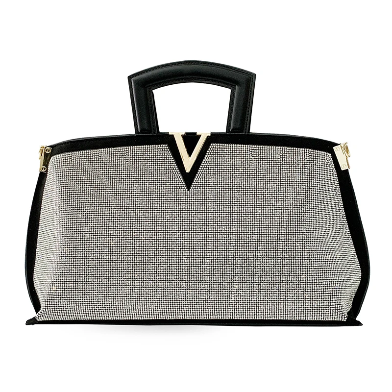 

Вместительная женская сумка через плечо, Роскошный дизайнерский саквояж из кожи с бриллиантами, модный мессенджер, Повседневная Дамская су...