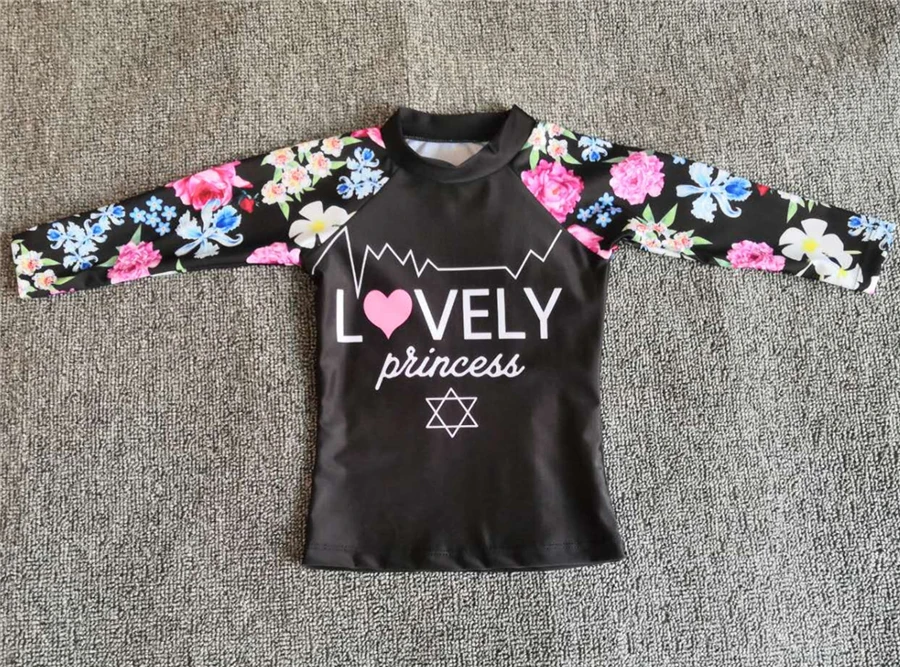 Girl Two Pieces Suit Beachwear 3-10 Year Children Long Sleeve Swimsuit 2023 Kid Cute Letter Print Swimwear Baby Bathing Suit