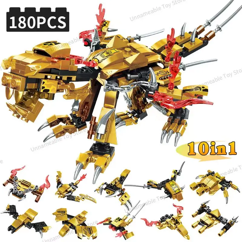 180pcs Ninja Gold Dragon Knight Swordsman Model Figures Building Blocks Kids Toys Bricks Gift for Children kids