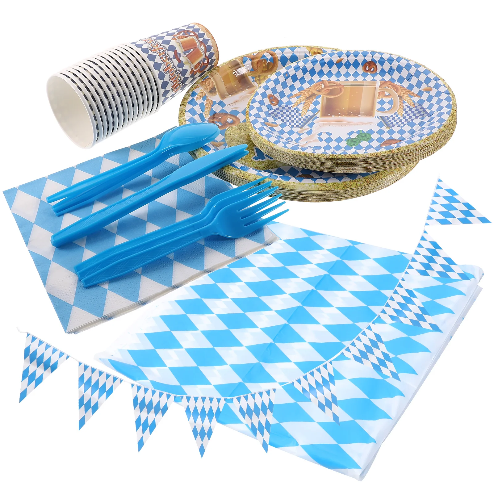 

Napkin Oktoberfest Adorable Paper Plates Blue Disposable Tablecloth Party Dinnerware Decor Banner Household Tableware