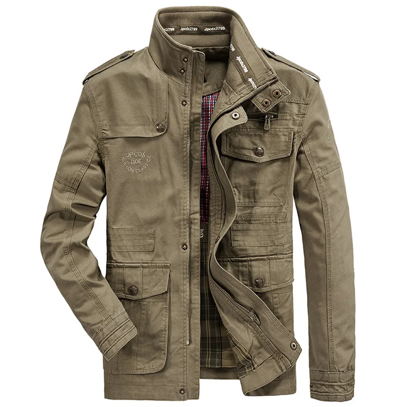 Size Plus 7XL 8XL Military Jacket Men Spring Autumn Cotton Outdoor Multi-pocket Mens Jackets Casual Coat Male Chaqueta Hombre