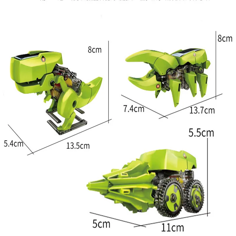 3 In 1 Solar Energy Dinosaur Robotic Kits DIY Assembly Educational Toys Model Building Kids Science for Children | Игрушки и хобби