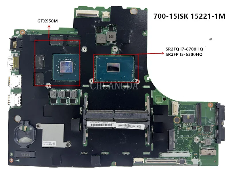 

Материнская плата для ноутбука Lenovo Ideapad 700-15ISK со стандартным центральным процессором GTX950M 2 Гб GPU 15221-1M 448.06R01.0011