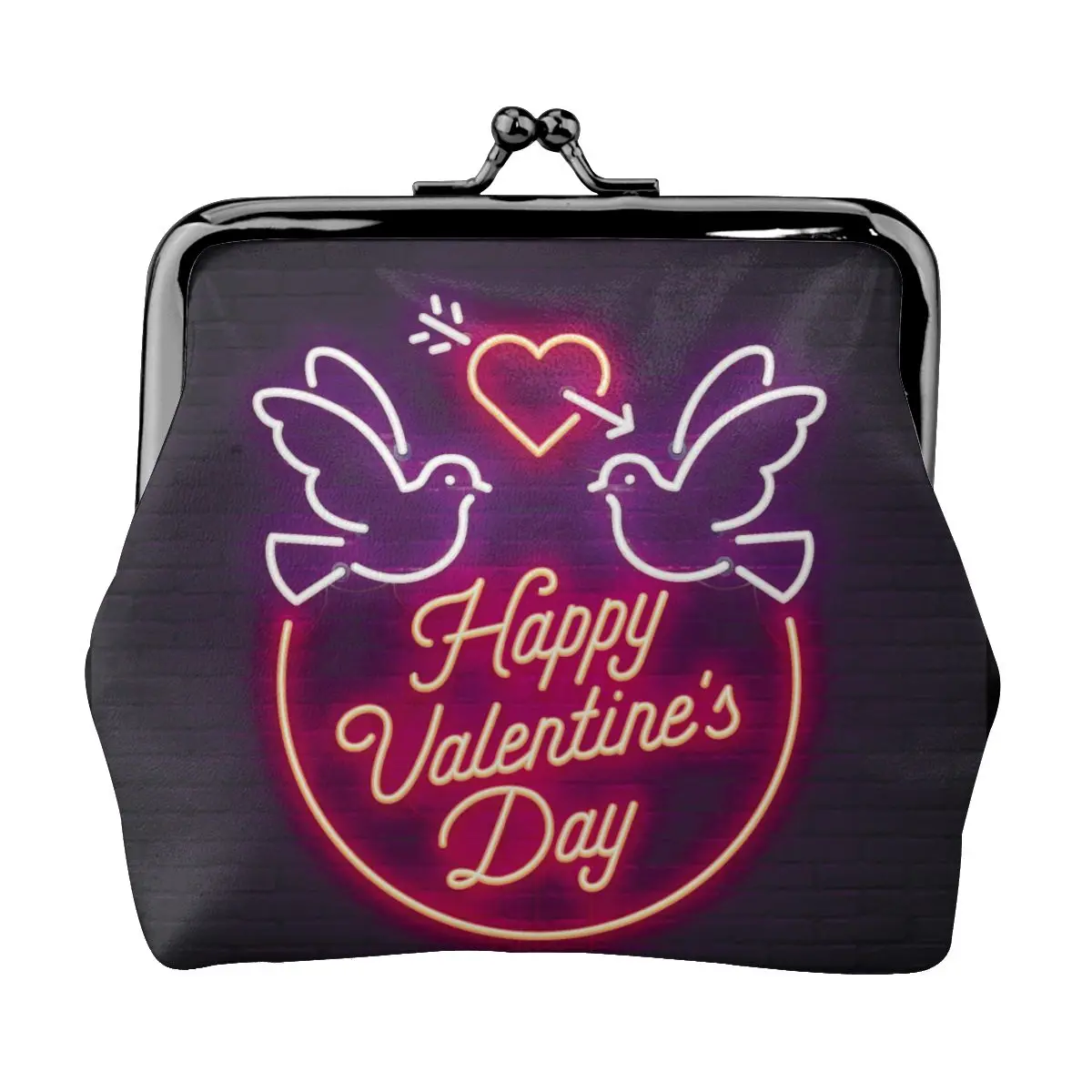 

Valentine's Day Sign Mini Small Wallet Change Bag Coin Purse Money Bag Key Earbuds Storage Bag
