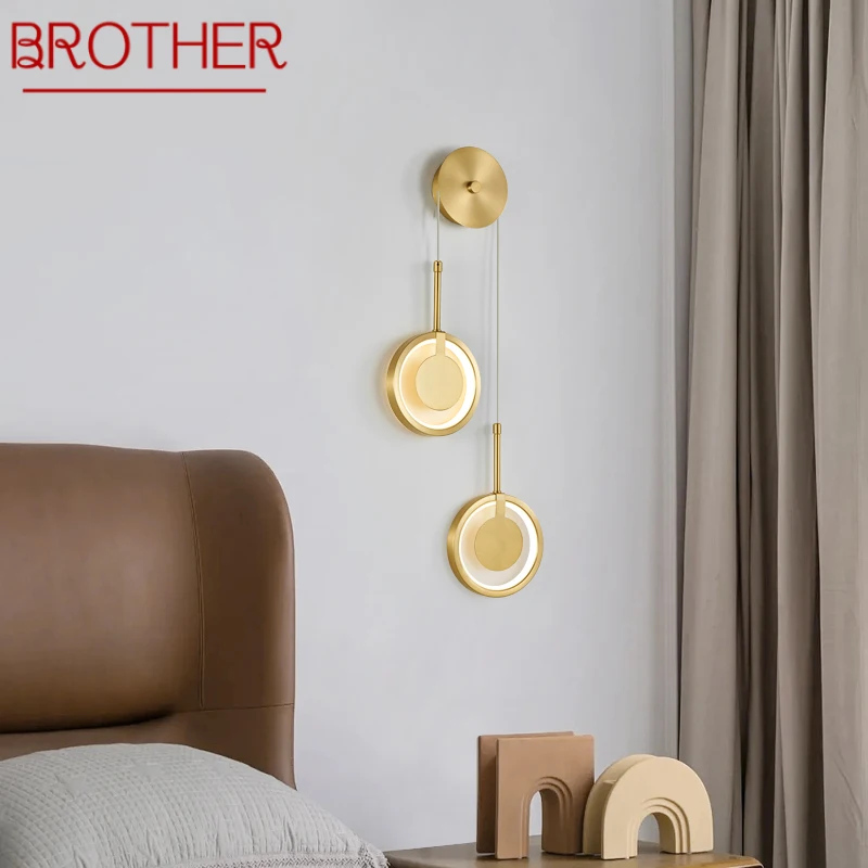 

BROTHER Indoor Brass Wall Fitting LED 3 Colors Simply Creative Chic Sconce Light for Home Living Bed Room Decor