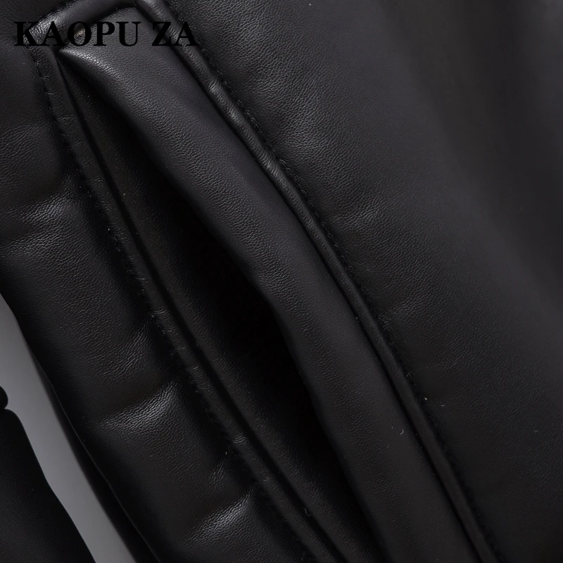 KAOPU ZA Осеннее женское повседневное пальто из искусственной кожи с отложным