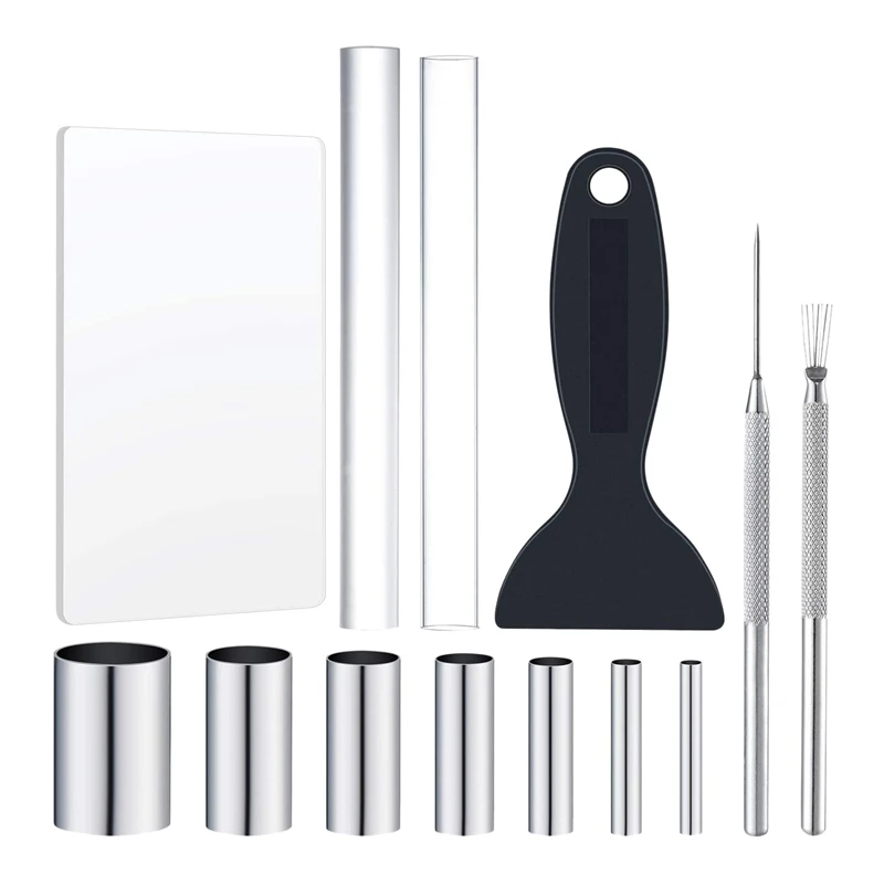 

BMBY-13 Pcs Clay Cutters And Acrylic Clay Roller Set Indentation Round Circle Shape Cutters Punch Mold For Clay Pottery Craft