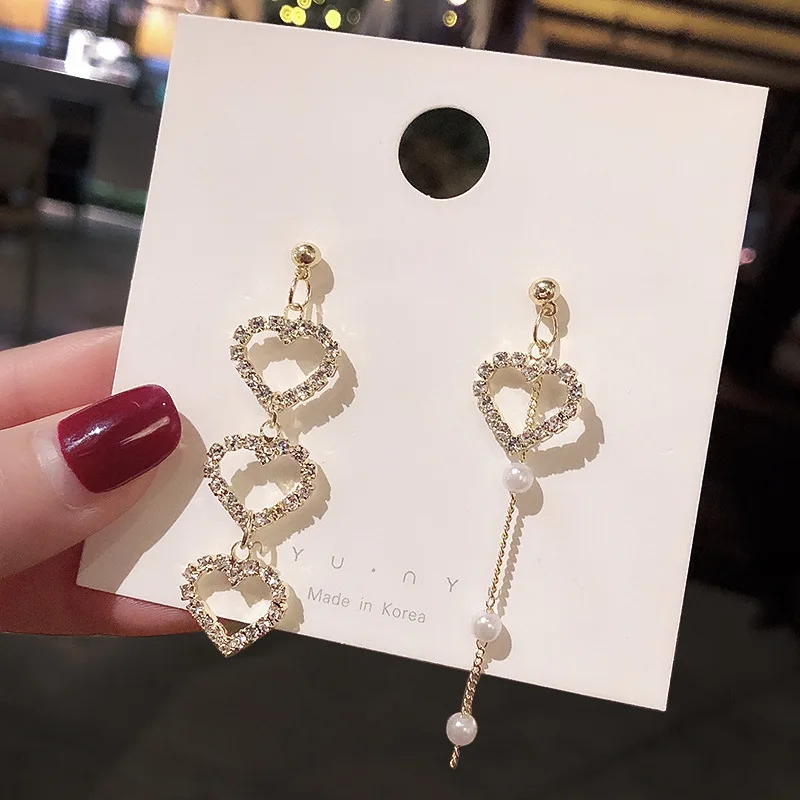 

Серебряные серьги-подвески S925 для женщин и девушек с сердечками