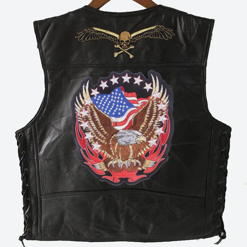 

2022 Motorcycle Vest Mens Jacket Embroidery Retro Genuine Sheepskin Leather Biker Vests Punk Motorcycle Jacket Locomotive Coat