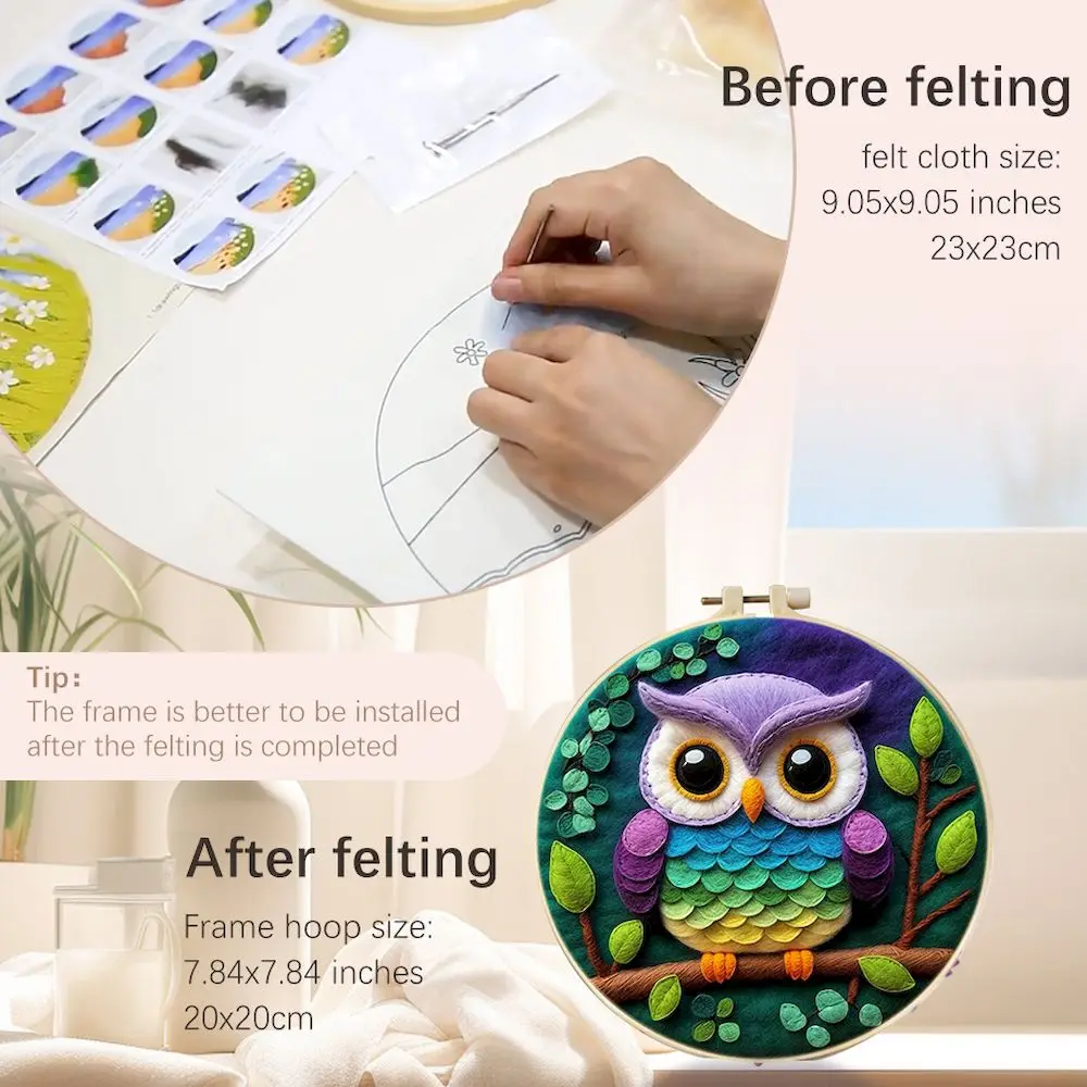 PhotoCustom Забавная картина DIY Набор для вышивания шерсти с рамкой 20X20 см Красочная