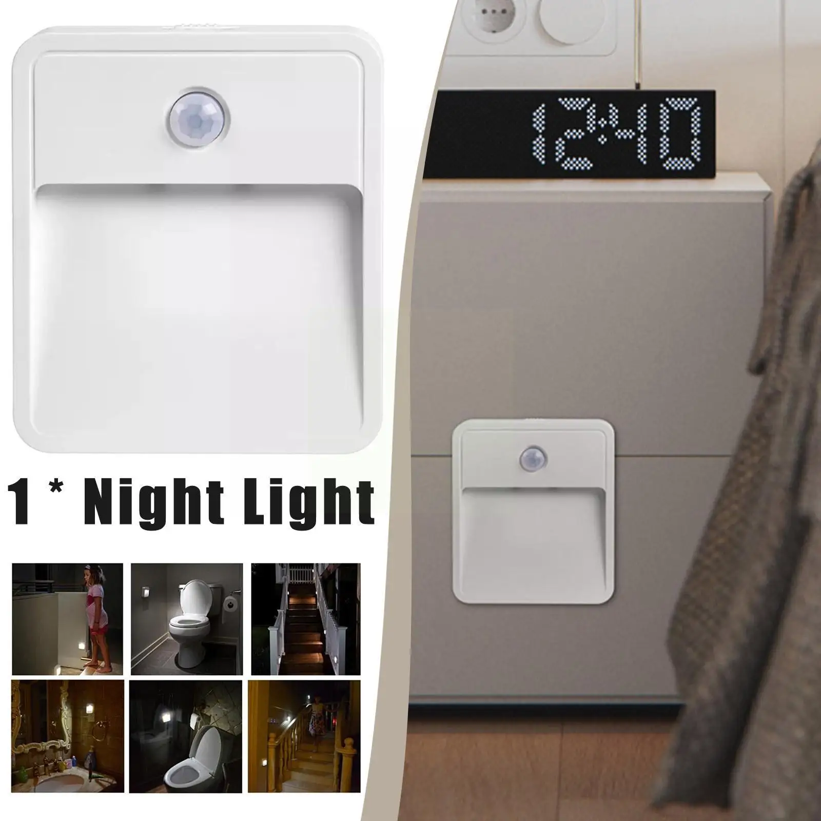 

Human Body Induction Led Night Lamp Wireless Battery Operated, 40lm Motion Sensor Night Light For Bedroom Cabinet Hallway S W0r8