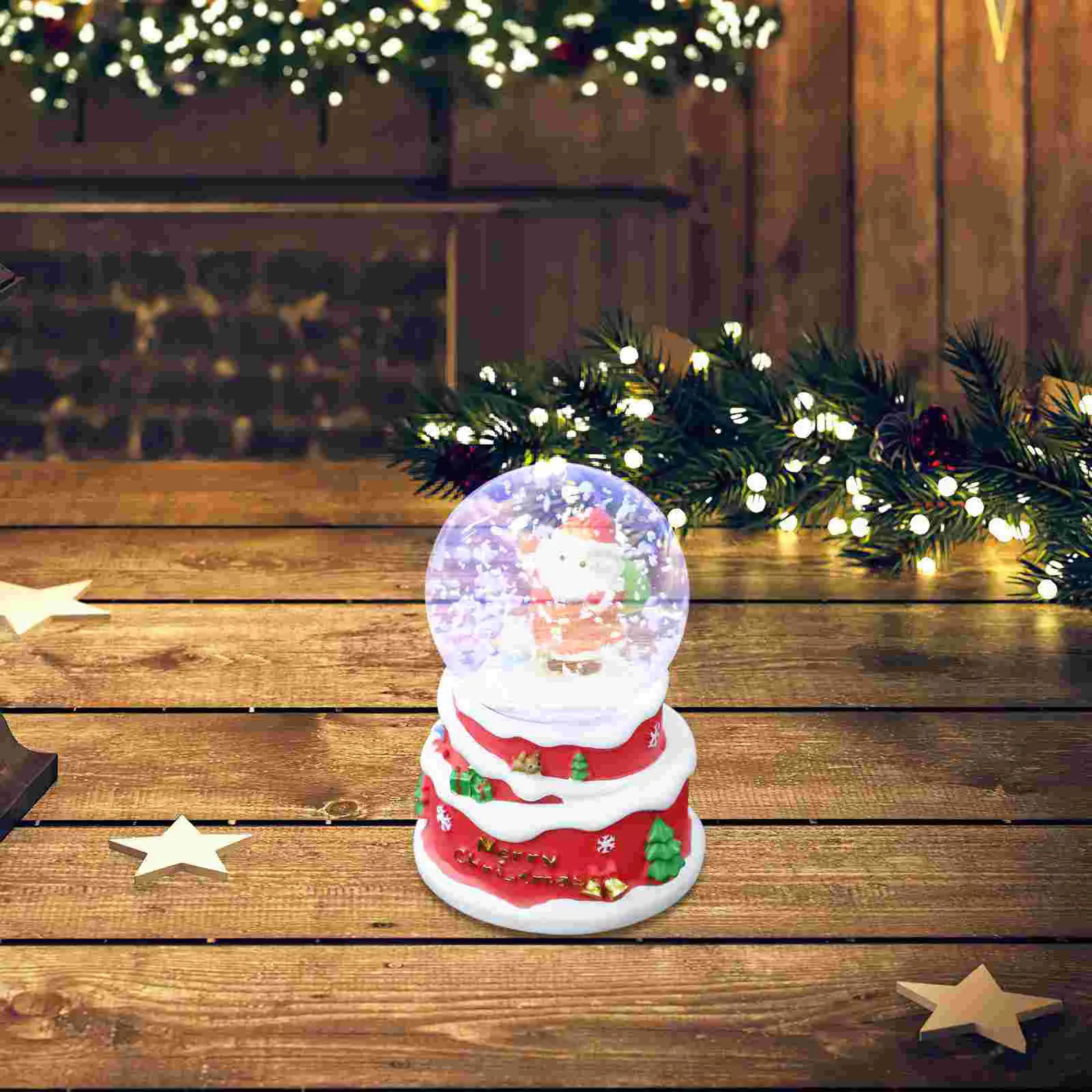 

Christmas Snow Globes Desktop Ornament Santa Claus Decor Adorable Xmas Statue Student