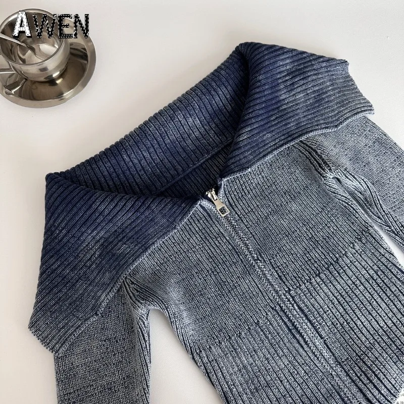 Женский трикотажный кардиган на молнии свитер в Корейском стиле Харадзюку с