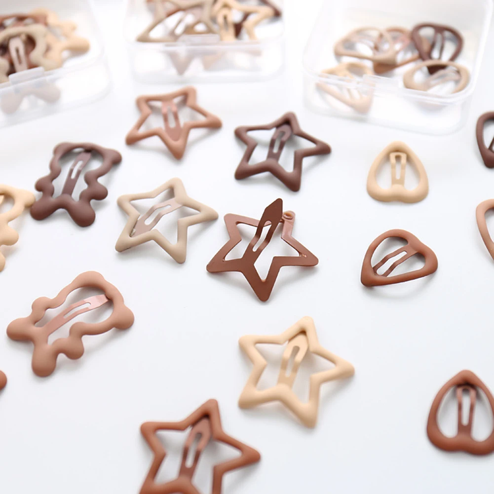 

10Pcs/Set Women Girls Fashion Coffee Color Geometric Stars Ornament Hair Clips Adult Sweet Hairpins Female Hair Accessories