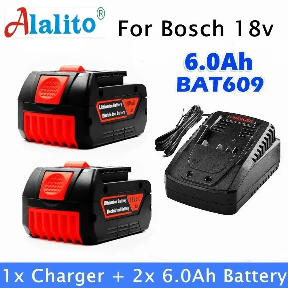 

Original 18V 6000mAh Rechargeable For Bosch 18V 6.0Ah Battery Backup Portable Replacement BAT609 Indicator light+3A Charger