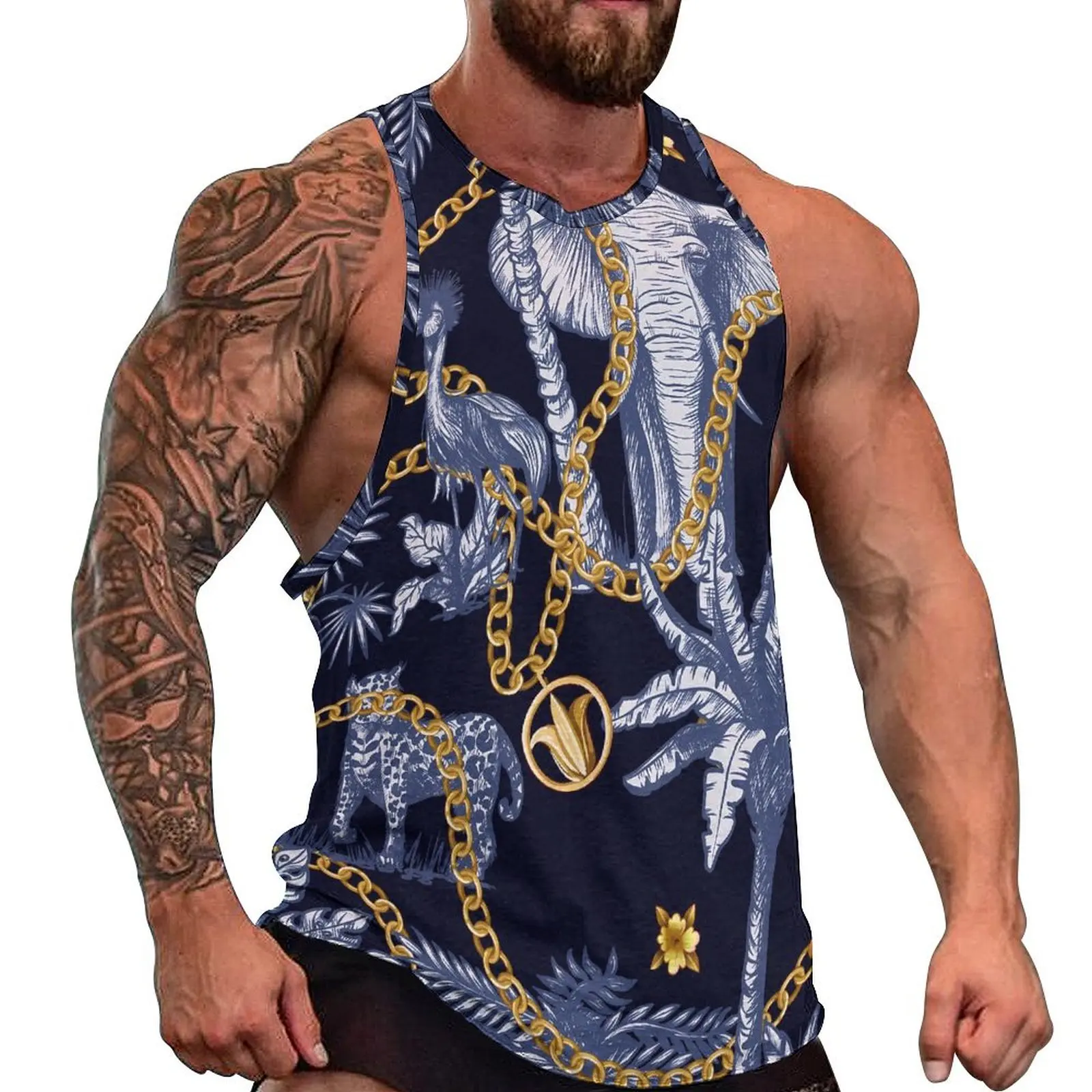 Майка женская с принтом слона и тигра спортивная одежда жилет без рукавов