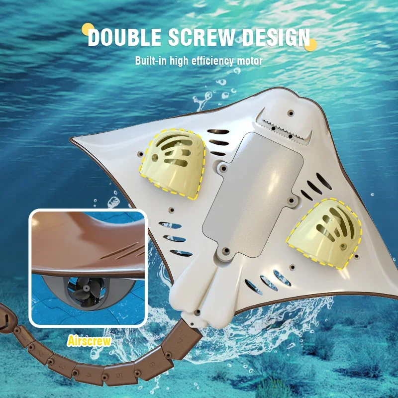 głosem 2.4G RC Simulation Devil Fish Zdalnie sterowane zwierzęta Manta Ray ze światłami Zabawki dla dzieci Chłopiec Baseny na świeżym