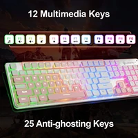 lt104 rainbow led backlit quiet waterproof for office usb wired all metal panel anti ghosting computer keyboard