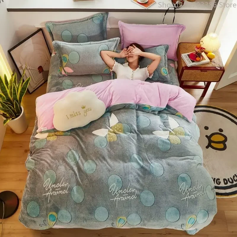 

Толстый теплый фланелевый пододеяльник, зимний пододеяльник, двухстороннее Фланелевое постельное белье, односпальное, Двухспальное, двуспальное, большого размера, Фланелевое пододеяльник