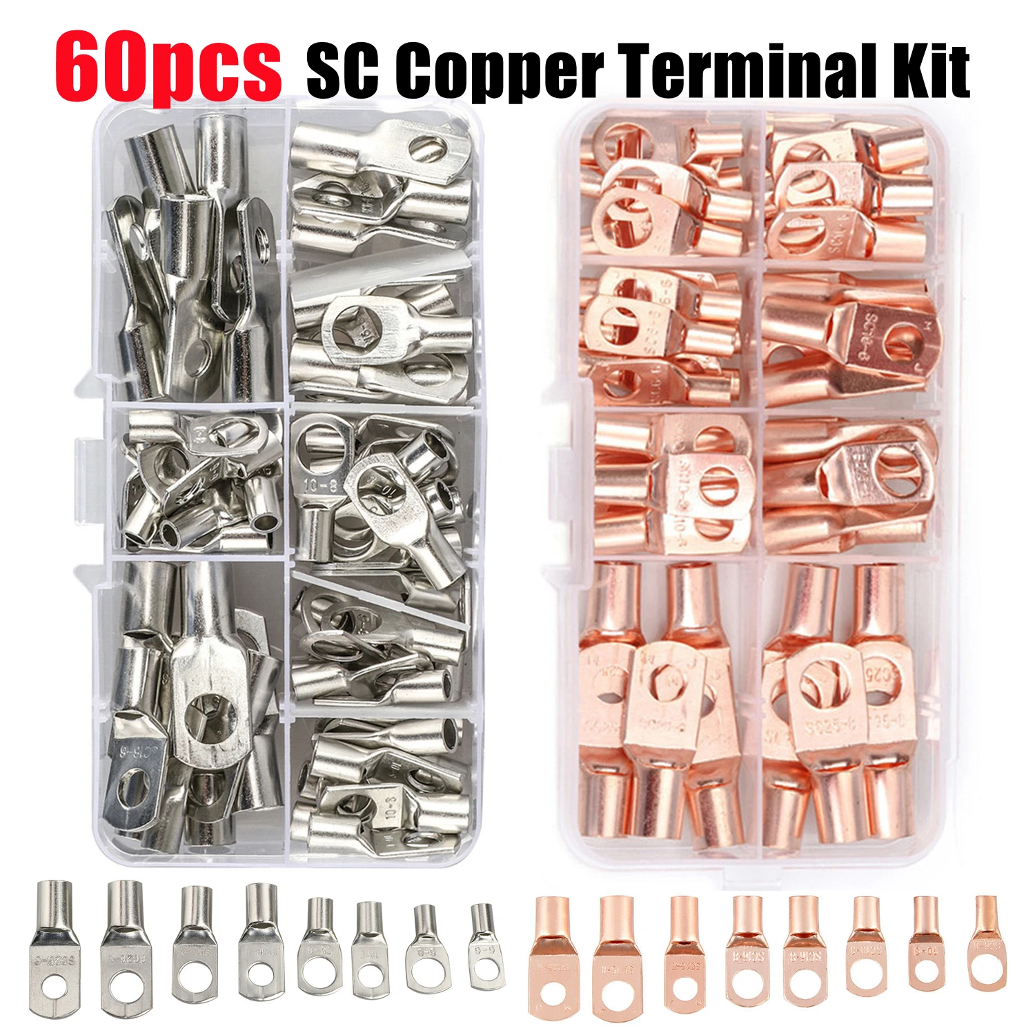 60 шт., обжимные наконечники для кабелей из луженой меди