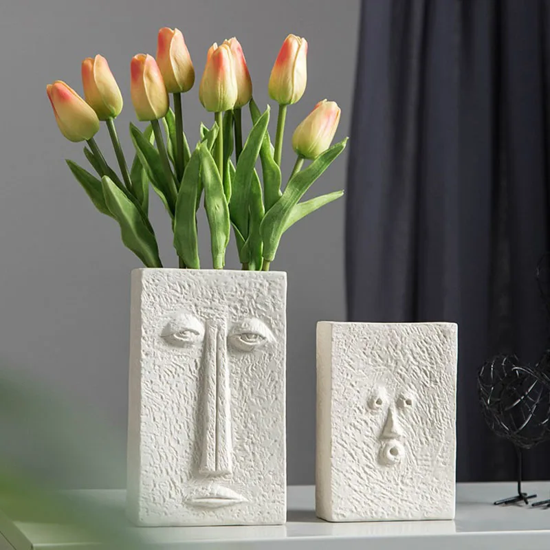 

Nordic Creative Ceramic Face Vase Simple Decoration Bedroom Decor Livingroom Porch Flower Arrangement Home Decoration Art Vase