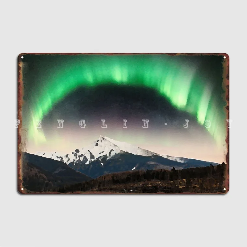 

Постер Aurora Over The Mountain, металлические наклейки для гаража, украшение клуба, оловянный знак, постер