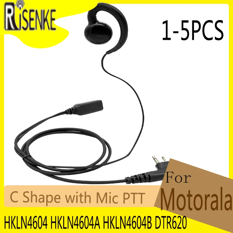 C Shape Walkie Talkie Earpiece with Microphone and PTT Headset for Motorola HKLN4604 HKLN4604A HKLN4604B DTR620 Swivel Earphone