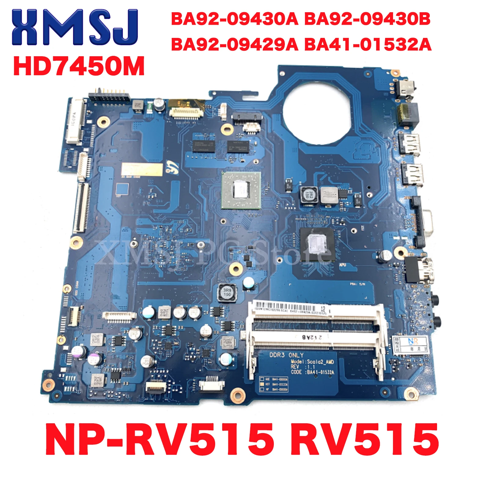

XMSJ BA92-09430A BA92-09430B BA92-09429A BA41-01532A For Samsung NP-RV515 RV515 Laptop Motherboard HD7450M GPU DDR3