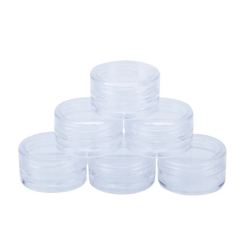 

100pcs 2g/3g/5g/10g/15g/20g Empty Plastic Cosmetic Makeup Jar Pots Transparent Sample Bottles Eyeshadow Cream Lip Balm Container