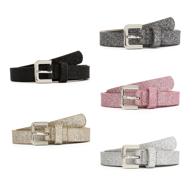 Womens Faux Leather Belt Skinny Casual Jeans Waist Belt with Metal Alloy Buckle