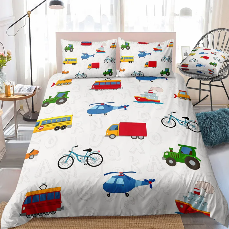 

Construction Cars Bedding Set for Boys Twin Dino Car Kids Duvet Cover Set Bedclothes Cartoon Dinosaur Comforter Cover Pillowcase