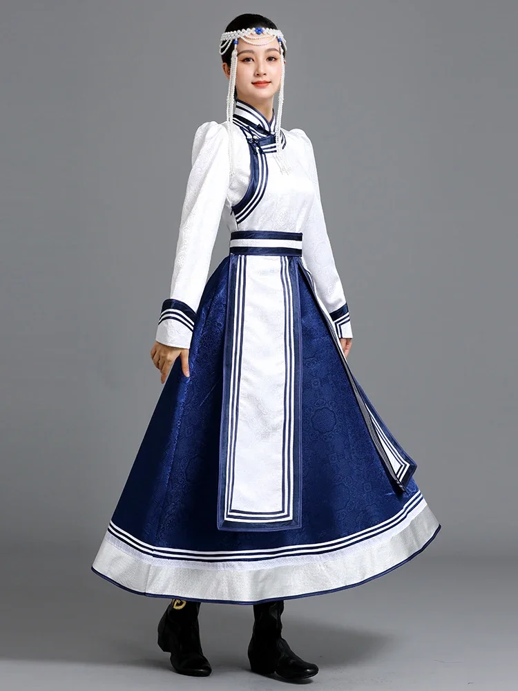 Женское длинное платье в монгольском стиле танцевальное для выступлений