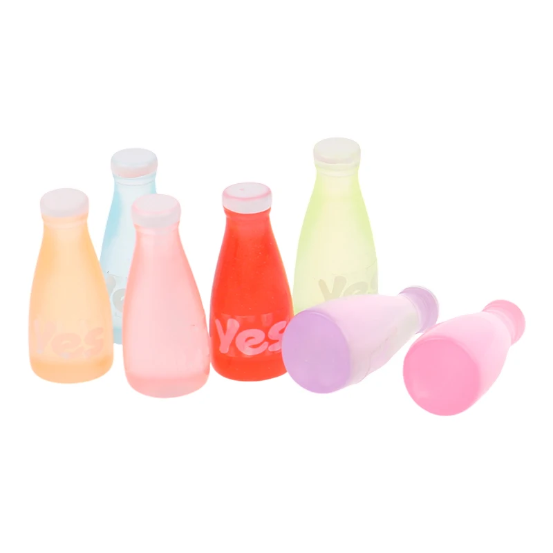 

4 Pcs 1:12 Dollhouse Mini Transparent 3d Yes Drink Bottle Model Diy Simulation Wine Bottle Juice Bottle Resin Small Ornaments
