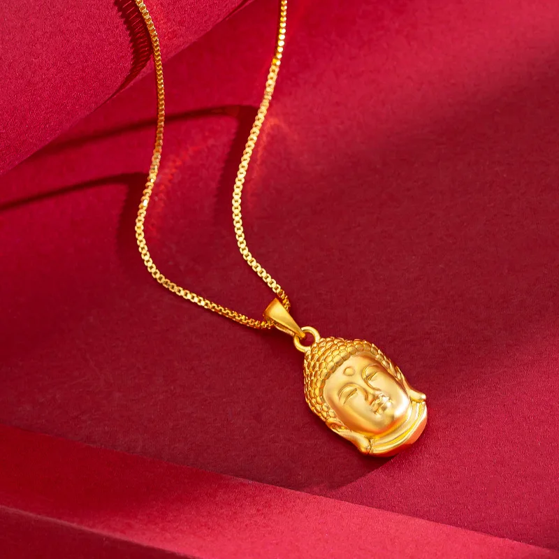

Exquisite Design Small Buddha Pendant Women's Sand Gold Plated Boutique Buddha Pendant Forever Safe Collar Necklace