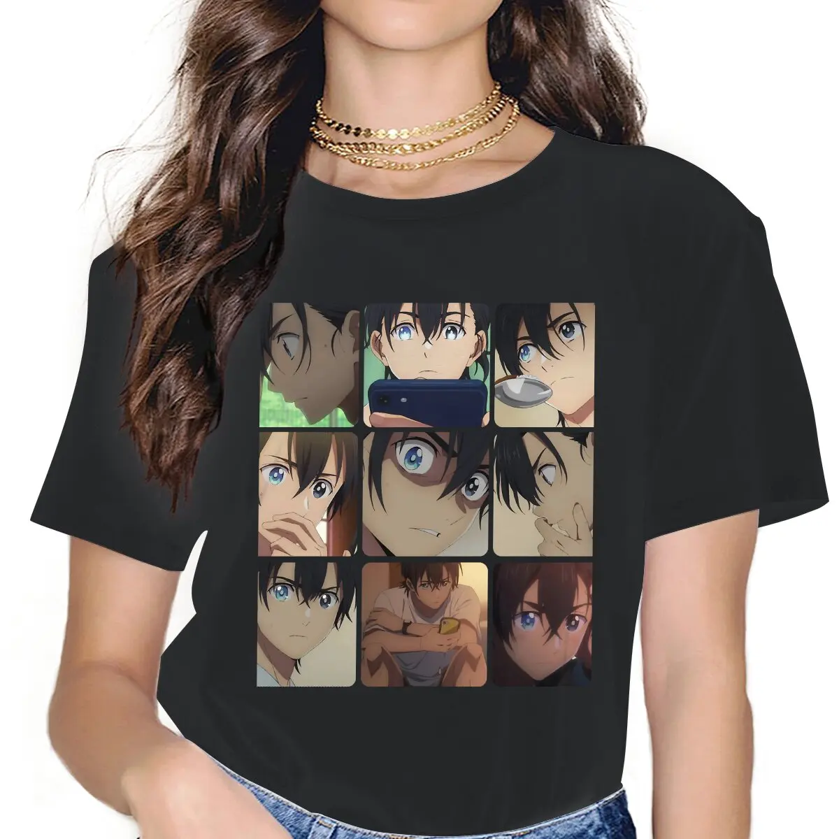 

Friends Pack Women Clothing Summer Time Rendering Anime Graphic Female Tshirts Vintage Graphic Loose Tops Tee Kawaii Girls